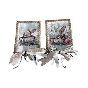 Bunny Rabbit Easter Decoration Vintage Style Bunny Signs Rustic Rabbit Wall Art